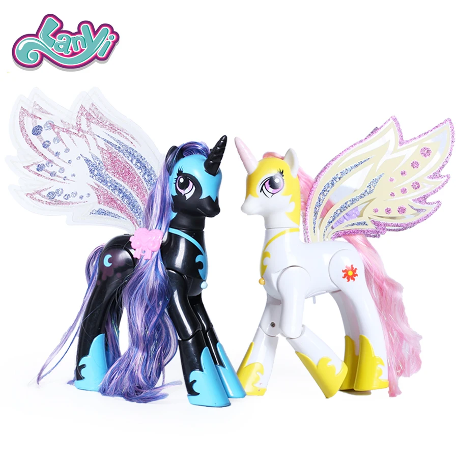 Lanyitoys светильник и музыка Единорог 8,6 дюймов My little ponies игрушки экшн фигура аниме модель игрушки для девочек