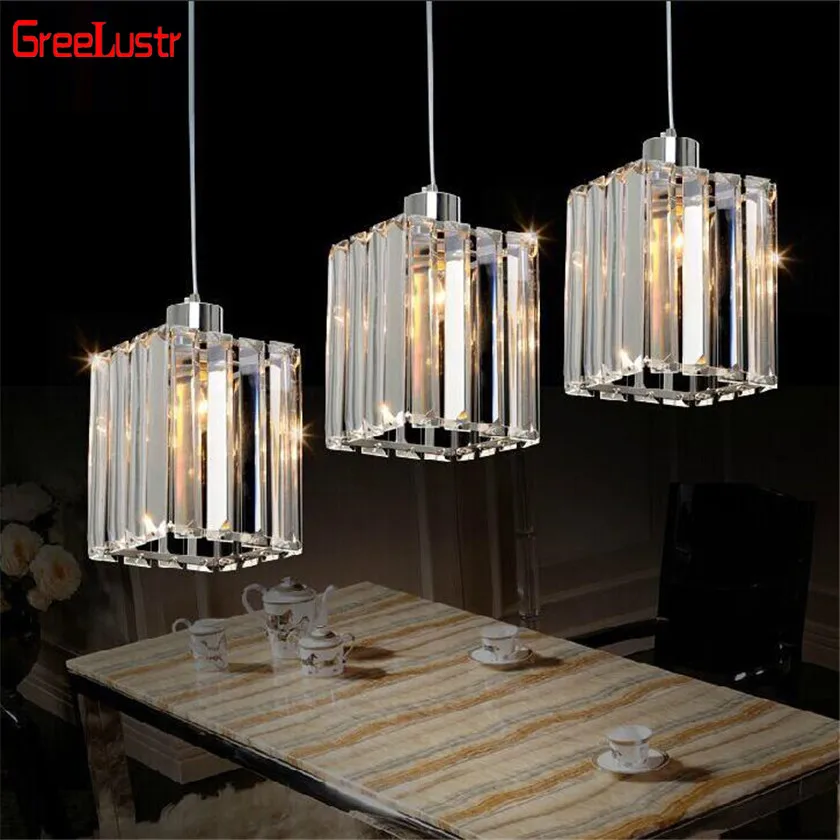 Lámparas colgantes de cristal K9 modernas, lámpara Led Colgante para comedor, accesorios de iluminación E27, Lustres para decoración del hogar
