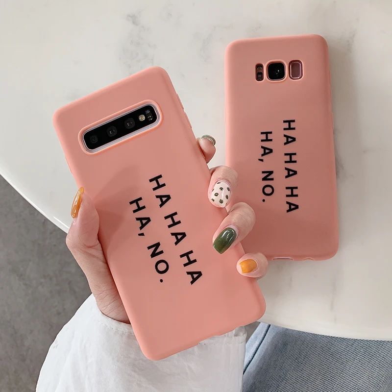 YHBBCASES Однотонные Мягкий ТПУ чехол для Samsung Galaxy S8 S9 S10 плюс комплект с надписями и