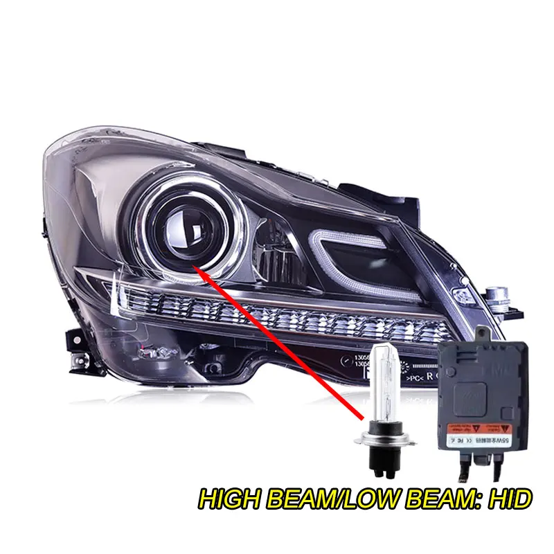 Набор для автостайлинга для Benz W204 g260 фары 2011-2013 C180 C200 C260 светодиодные фары DRL Объектив ксеноновые автомобильные аксессуары - Цвет: HID