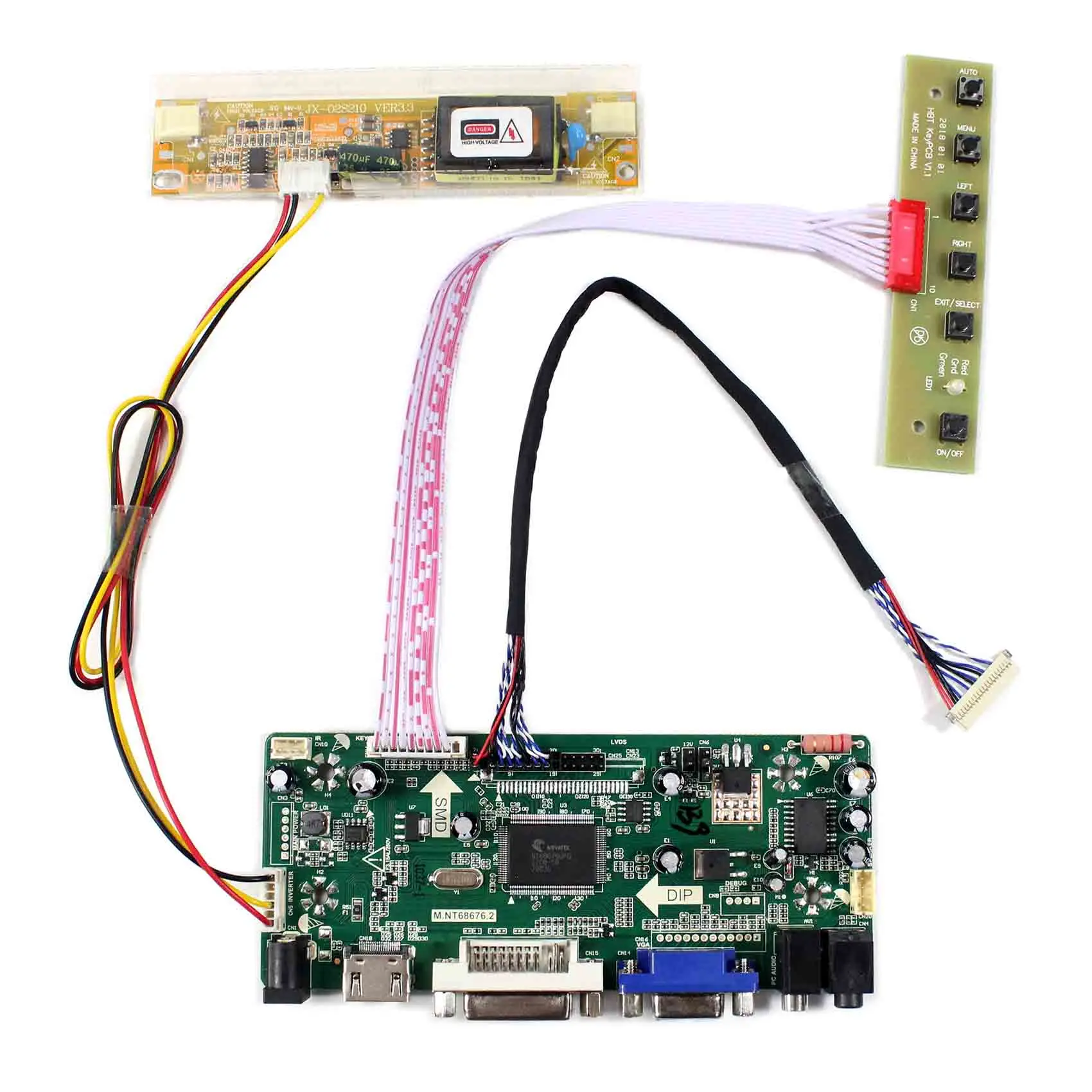 

HD MI+VGA+DVI+Audio LCD Controller board M.NT68676 work for 13.3inch L5F30515P00 AG133ZJ 1024x768 LCD panel