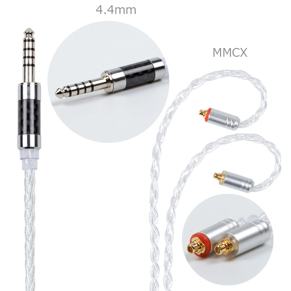Nicehck 4,4/3,5/2,5 мм балансный MMCX/2Pin разъем 8 Core посеребренный кабель для kzzsn ZS10 AS06 лампа указателя V80 TFZ nicehck M6/DT600