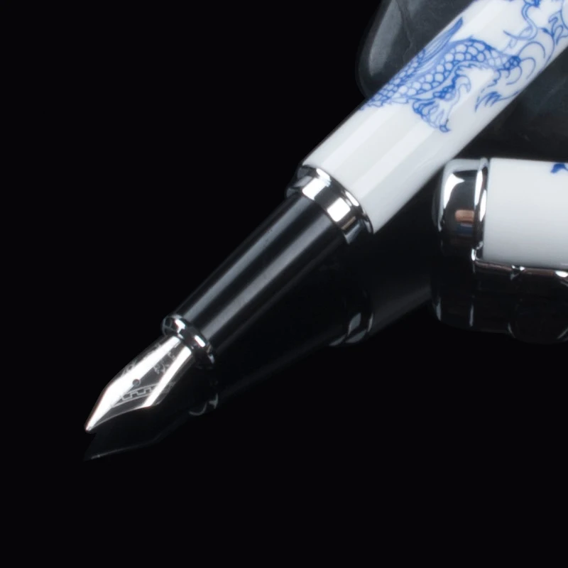 Роскошная перьевая ручка Jinhao 950 синий и белый фарфор дракон средний наконечник