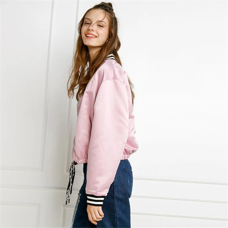 HYH HAOYIHUI Fashion Women Coats Ripped Zipper Pockets Basic Jacket Brief Chic Autumn Casual Loose Female Bomber Jacket|chic jacket|female bomber