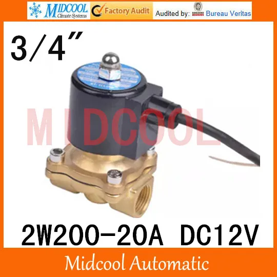 

High quality Water vapor waterproof solenoid valve 2W200-20A port 3/4" BSP DC12V two position, two way normally closed