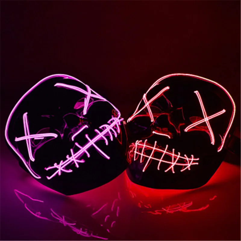 Светодиодная маска для Хэллоуина маскарадные маски неоновая светится в темноте