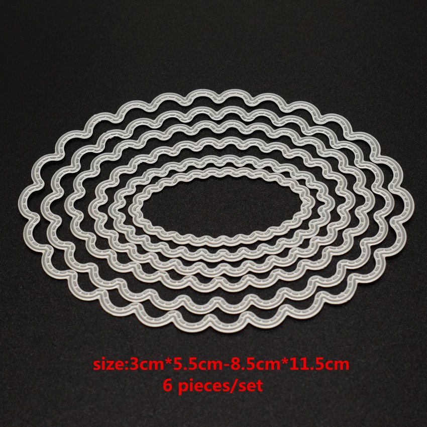6 шт./компл. овальные металлические режущие штампы для скрапбукинга подарочные