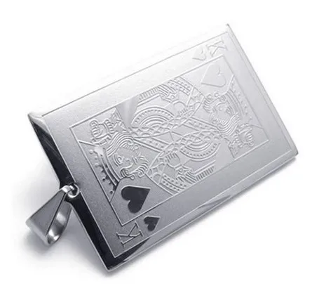 Модные ювелирные изделия из нержавеющей стали король сердец карты покерный