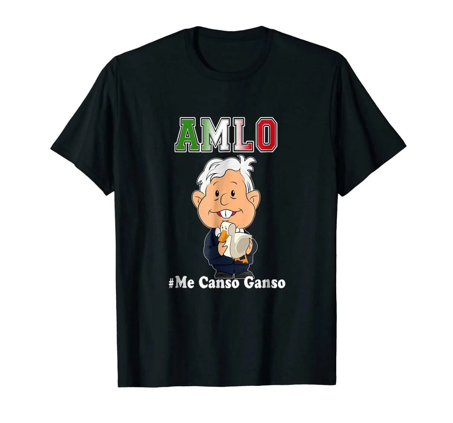 Фото AMLO Me Canso Ganso La esperanza de Мексика забавная черная футболка Comfortable Удобная Повседневная AMLO Me Canso Ganso La esperanza de Мексика забавная черная футболка Comfortable Удобная Повседневная