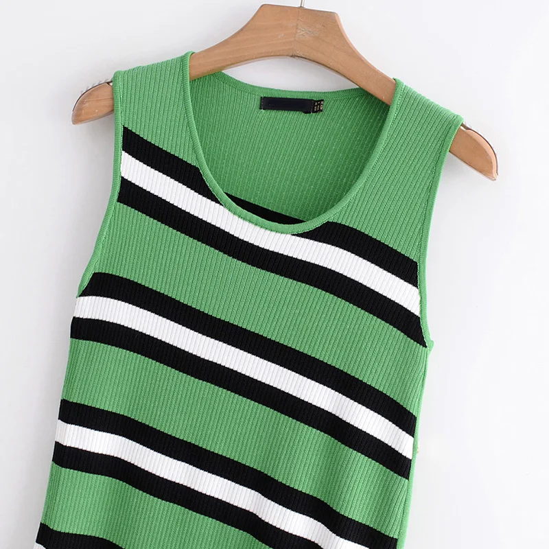 Летнее платье без рукавов Высокое качество вязаное Для женщин пикантные
