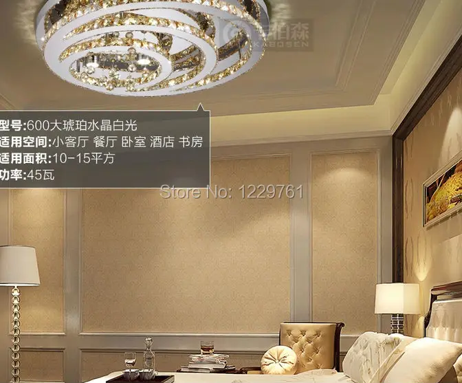 Modern LED round crystal lamp simple living room ceiling stainless steel dining lighting | Лампы и освещение