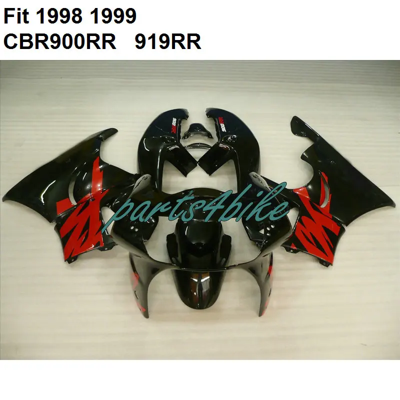 Комплект боди для Honda Обтекатели CBR900RR 1998 1999 черный комплект Красного обтекателя