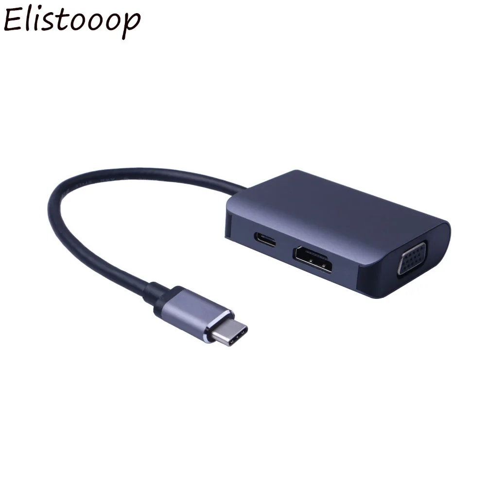 USB 3. 0 Type-C Thunderbolt 3-HDMI VGA usb-хаб 3 в 1 адаптер Dongle Dock Cable для Macbook | Электроника