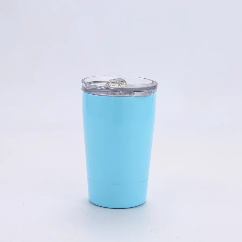 Light Blue 12 унций бесстемная кружка для вина 5 цветов с вакуумной изоляцией из нержавеющей стали, бокалы для вина, пивная чашка для путешествий с крышками и соломинкой - Цвет: Light Blue