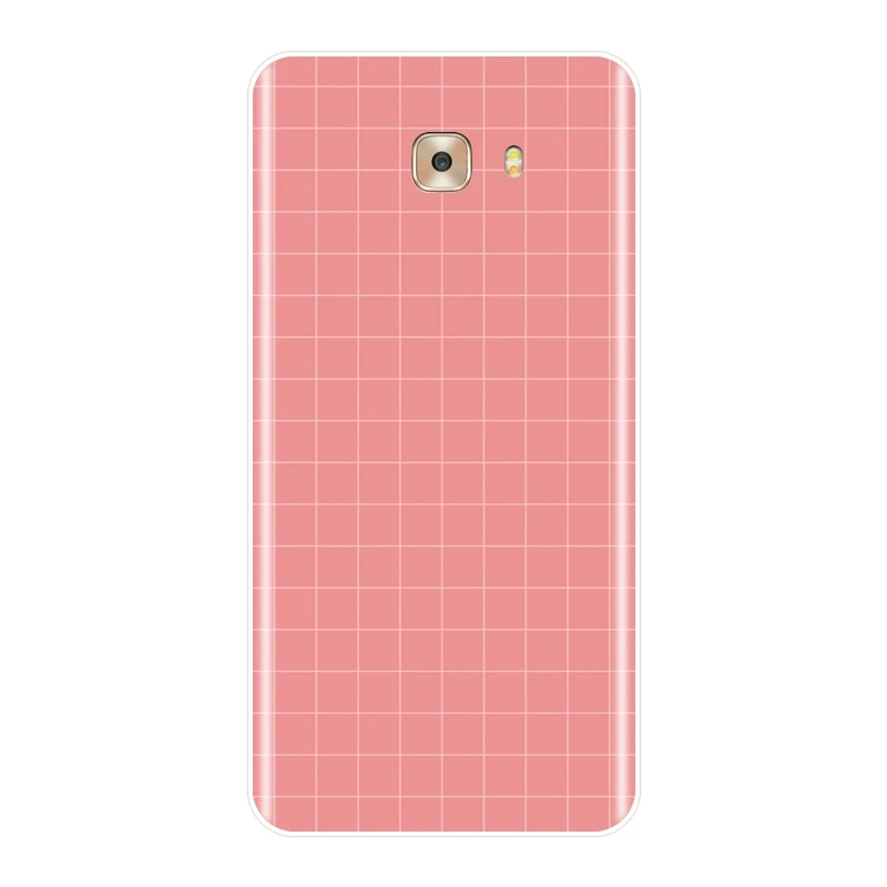 Мягкий чехол для телефона Samsung Galaxy C5 C7 C8 желтый розовый черный решетчатый
