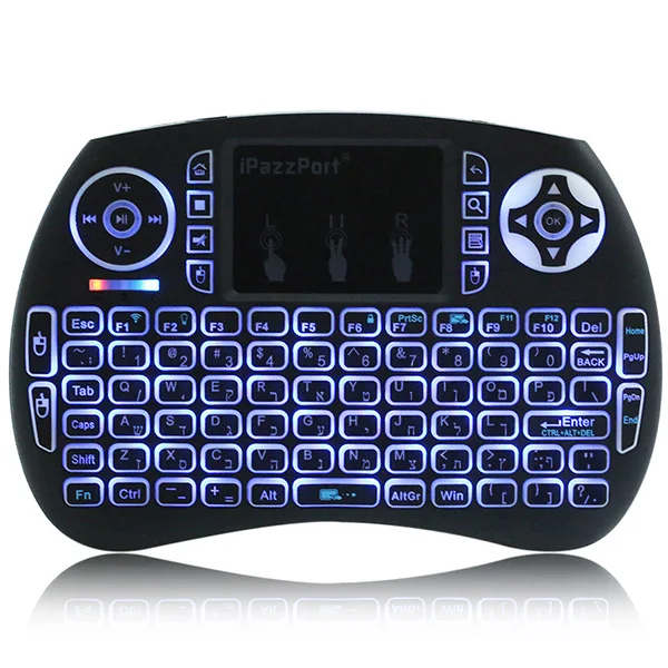 IPazzPort Мини Беспроводная QWERTY игровая клавиатура функция подсветки с сенсорной