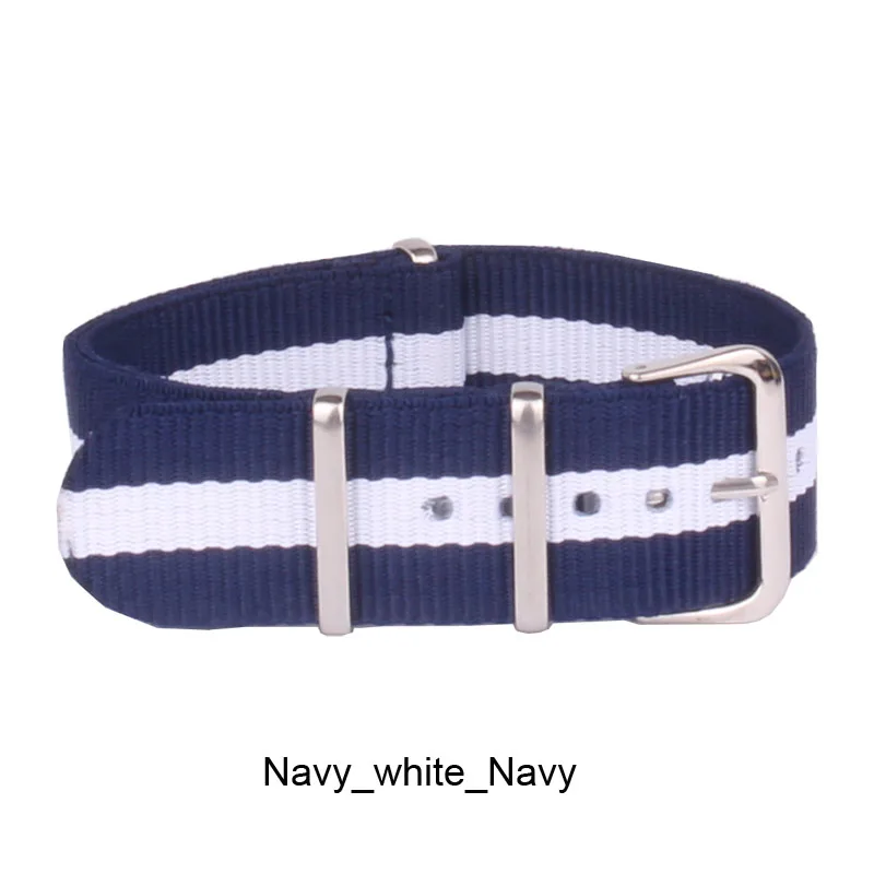Navy White Navy Купить 2 получить скидку 10%) 18 мм 20 мм 22 мм 24 мм сплошной цвет Нейлон Полосы Nato тканые волокна ремешок для часов наручные часы Группа ткань - Цвет ремешка: Navy White Navy