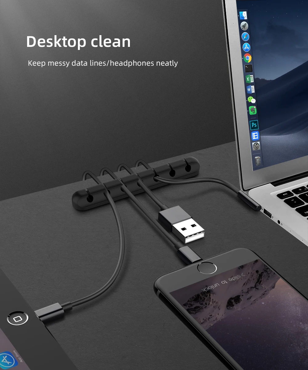 USB Cable Holder Silicone Organizer Flexible Winder Management Clips For Mouse Keyboard Earphone Headset | Электроника