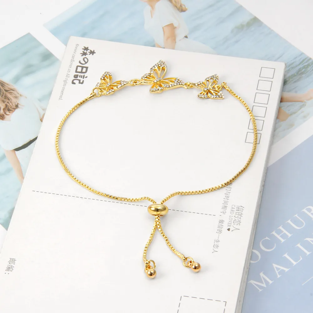 Женский браслет бабочка простой Регулируемый золотого и серебряного цвета