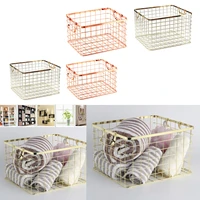 metal wire dirty clothes basket laundry storage bin baskets with 2 handles rose gold luxurious texture