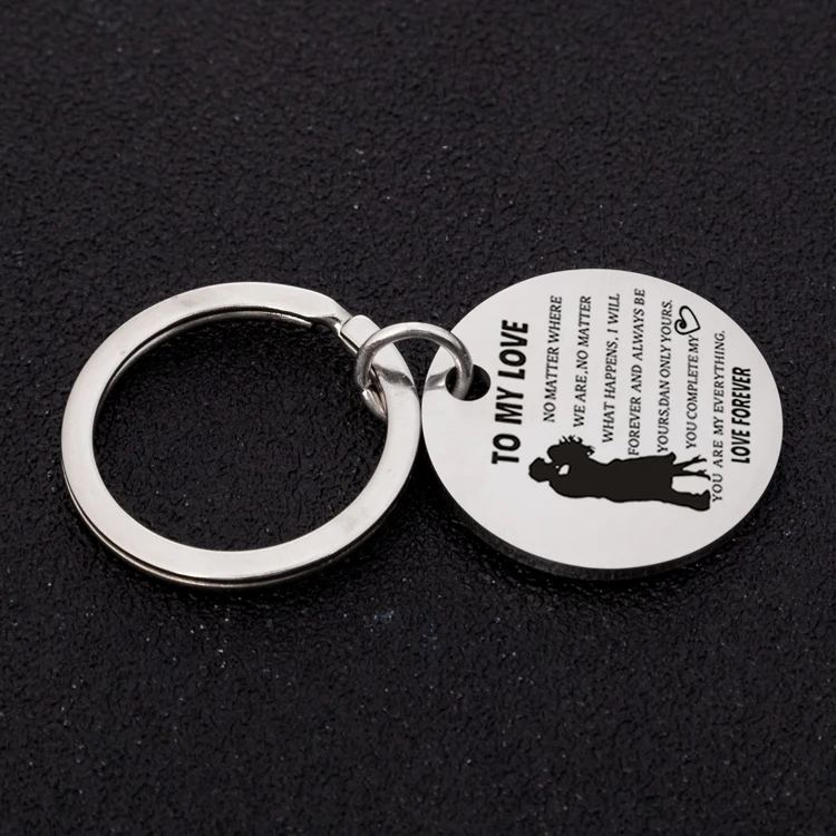 Брелоки для пар Нержавеющая сталь c выгравированными буквами цепочки кольца