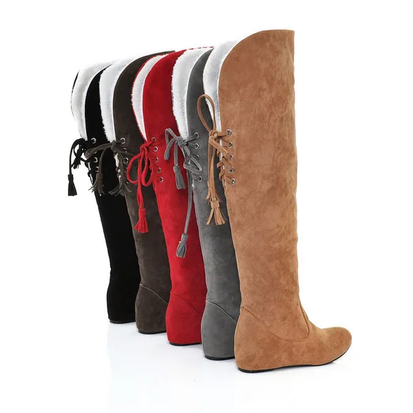 Сапоги женские зимние из искусственной замши на плоской подошве|women winter shoes|winter