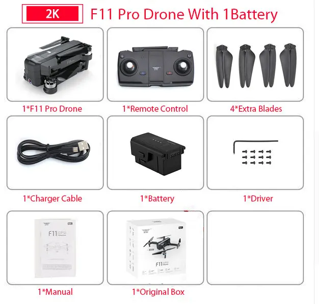 1B with Original box SJRC F11 PRO gps Дрон с Wi-Fi FPV 2K камерой бесщеточный Квадрокоптер 25 минут управление временем полета складной Дрон Vs CG033 - Цвет: 1B with Original box