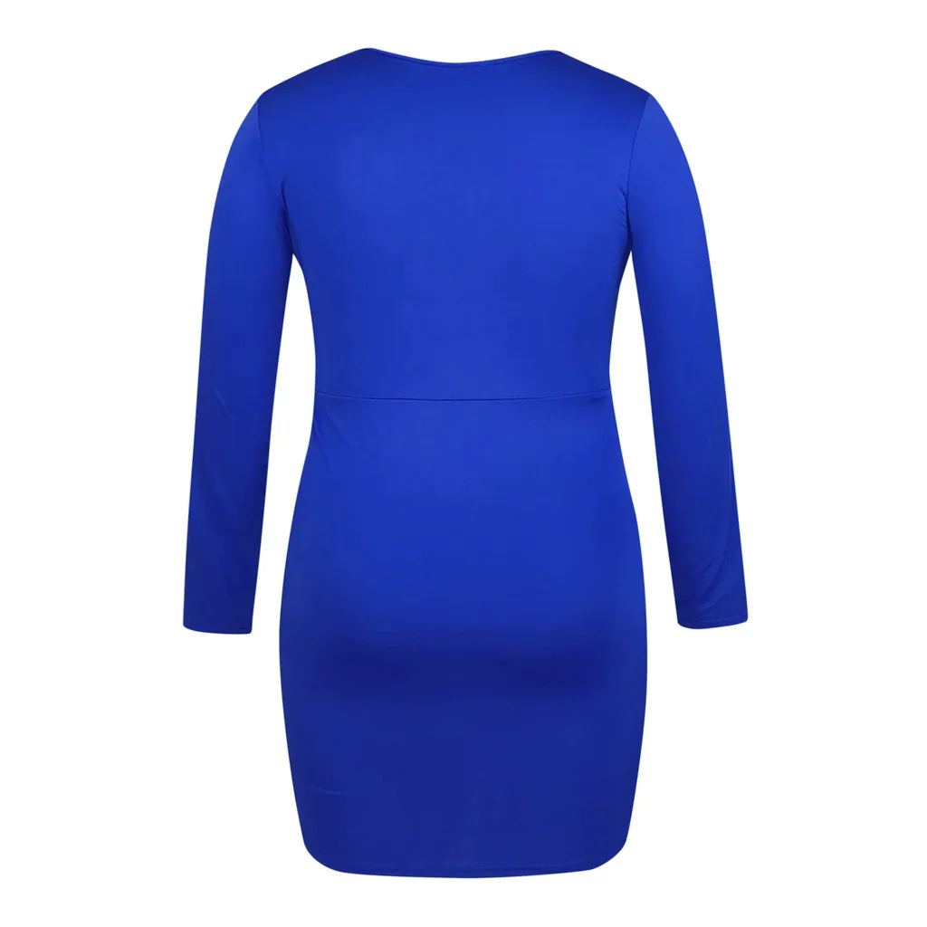 Large Size Women Dress Summer Women Large Size Solid Casual Sexy Deep V-neck Bag Hip Fat Mini Dress vestido festa