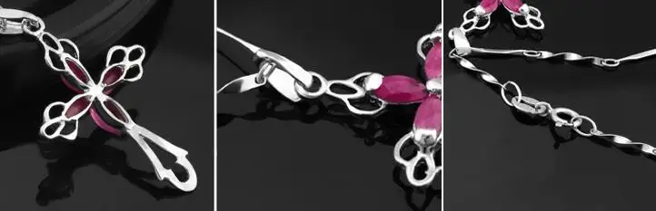 Подвеска с рубином Бесплатная доставка из натурального рубина Стерлинговое