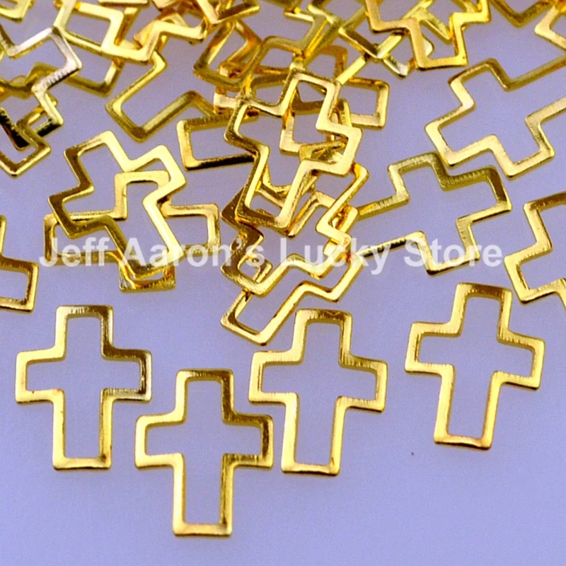 

50PCS Gold Silver Cross 3D Metal Nail Art Decoration Accessories Nail Supplies Tools Big Size