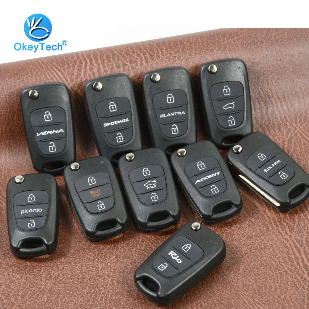 OkeyTech пустой чехол для ключей силиконовый откидной складной Hyundai Tucson ix25 ix35 Kia Ceed Rio 3