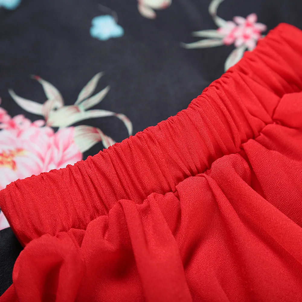 Newest New Year Gift Kids Dresses For Girls Clothes Floral Printing Outfits Banquet Wedding Pageant Christmas Dress | Детская одежда и