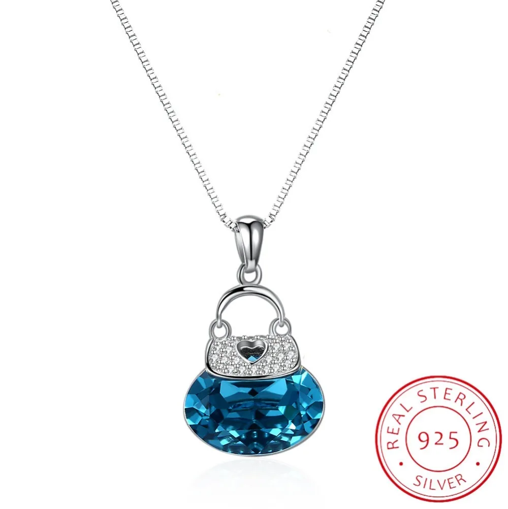 Женское ожерелье с подвеской Lekani украшенное кристаллами Swarovski из стерлингового