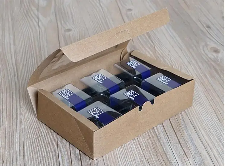 Шт. 10 шт. Свадебные упаковочная коробка для торта с окном десертная kraft Винтаж