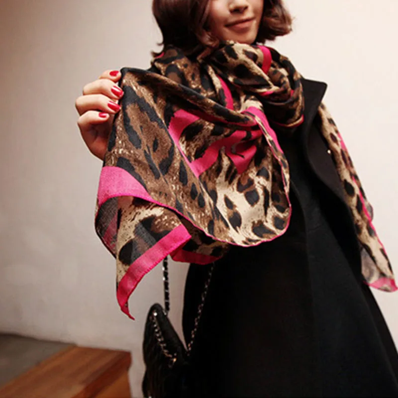 2018 осень и зима новый коричневый шарф любовь Леопардовый сердце кисточка теплая