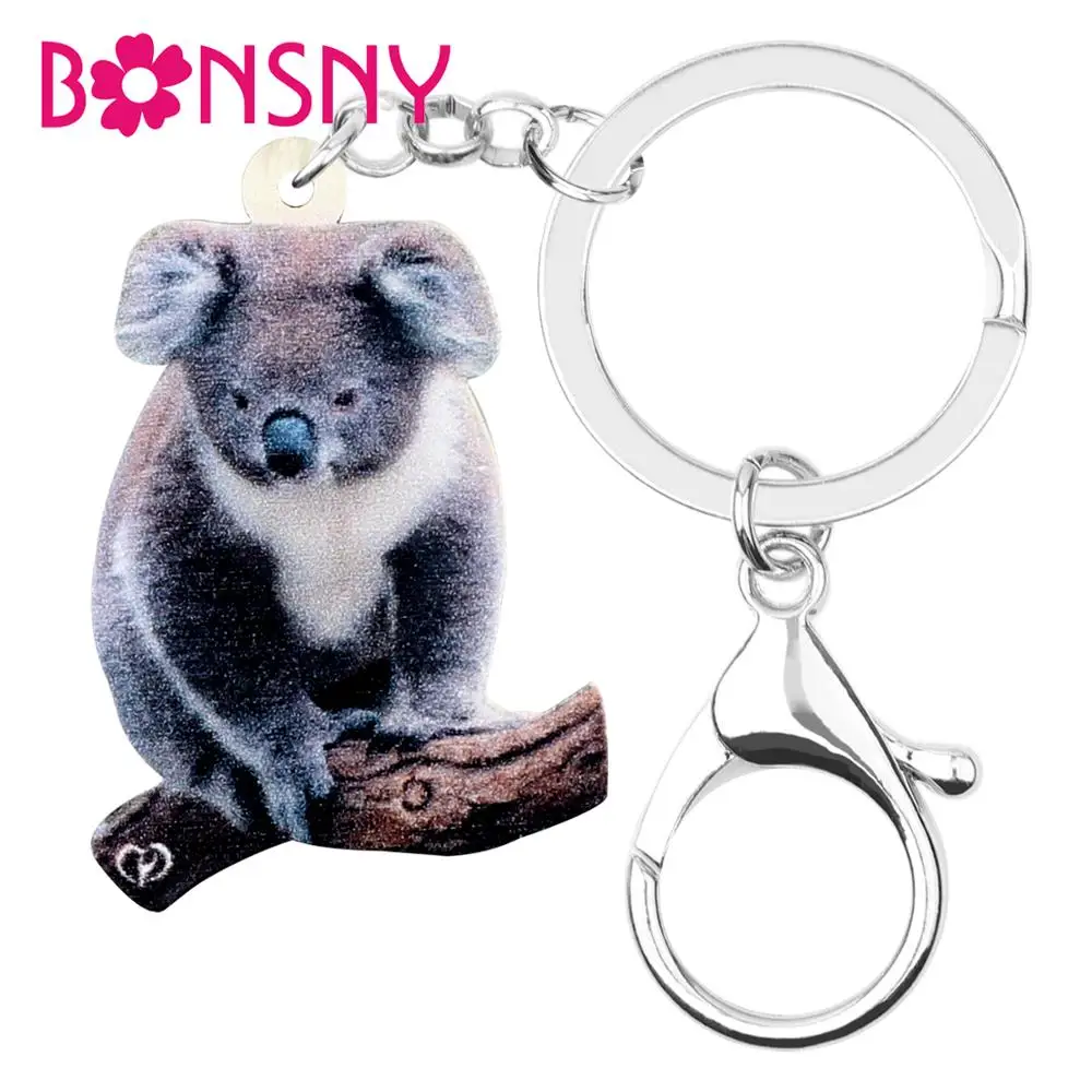 Bonsny акриловый Австралийский милый брелок для ключей Koala кольца с забавными