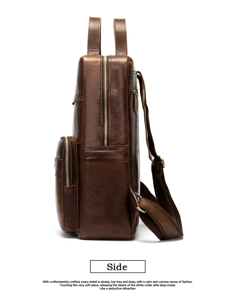 Vintage Genuine Leather Backpack Men Laptop Backpack High Quality Cowhide Leather Male Casual Bags Large Capacity