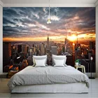 Настенные 3D обои на заказ, в стиле Нью-Йорк, с изображением заката и пейзажа, для спальни, гостиной, Декор для дома