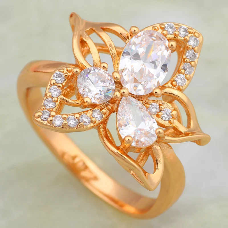 Женское кольцо с белым цирконием модное Золотое Размер 6 7 8 9 10 R573 2019|ring size|gold ringfashion
