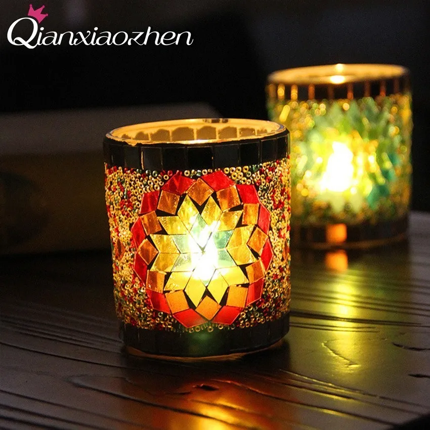 

Qianxiaozhen Ручной стеклянный подсвечник, Свадебный Фотофон, украшение для дома, подсвечник