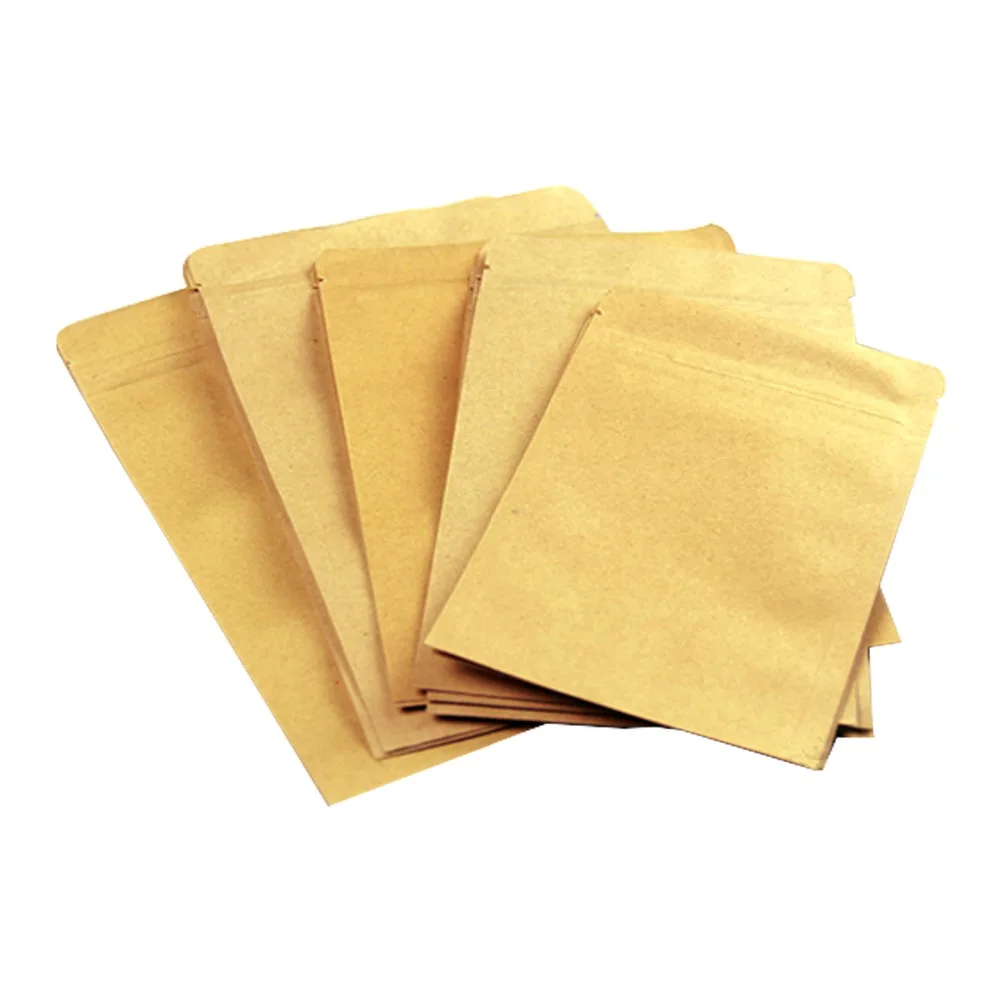 logo printing 12 sizes Kraft Paper Packaging Bag Food Flat Zipper Small paper Zip 100pcs/lot | Дом и сад