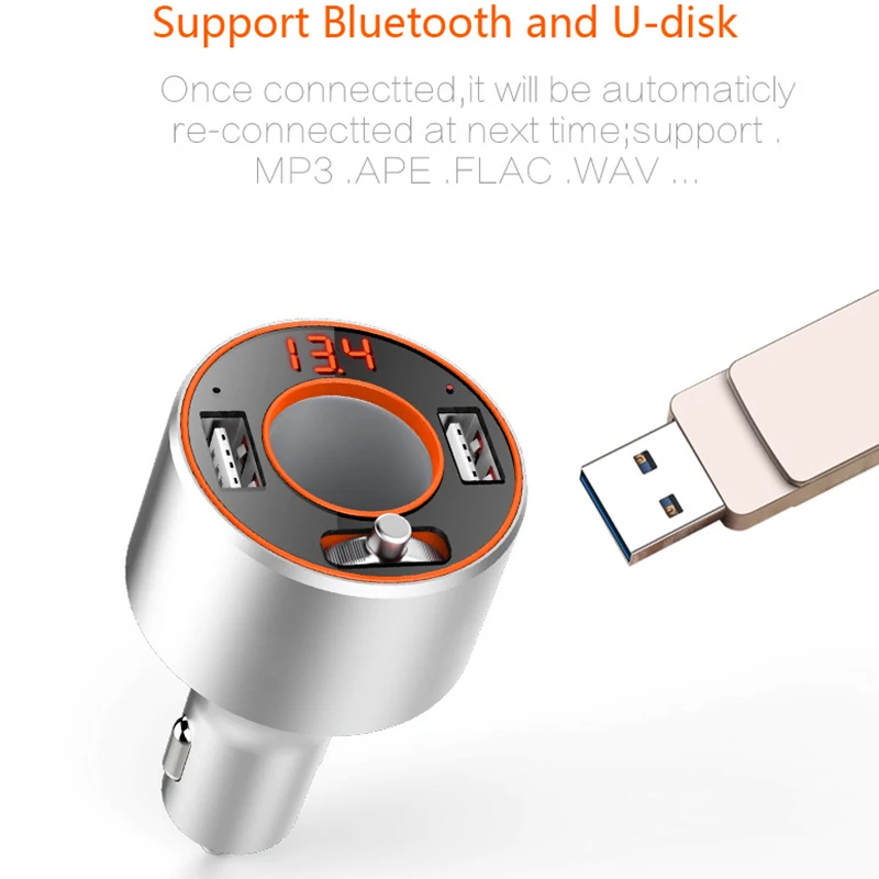 Fdoman алюминиевый сплав двойной USB автомобильный Bluetooth комплект громкой связи
