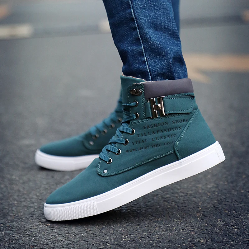 UPUPER Fashion Men's Casual Shoes Men High Top Lace-up Flat For Sudent Large Size 38-47 zapatos mujer hombre | Обувь