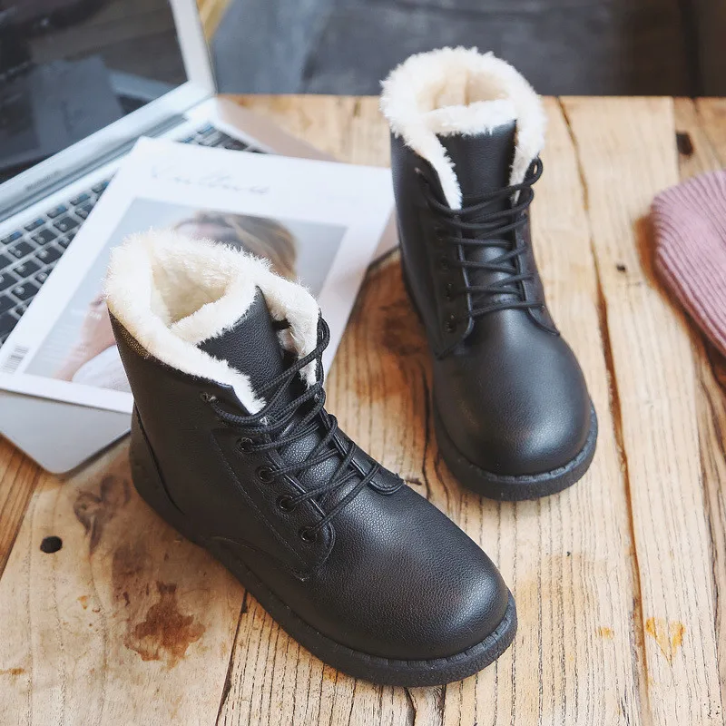 2017 New Anti-Slip Women Winter Martin Boots Faux Suede Waterproof Surface Lace-Up Plush Inner Keep Warm Lady Cool Shoes | Обувь
