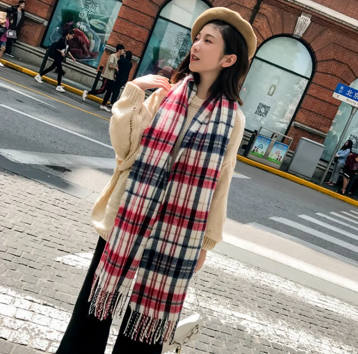 Chanycore удлиненный зимний шарф в полоску Кашемировый Пашмины женские шарфы теплые