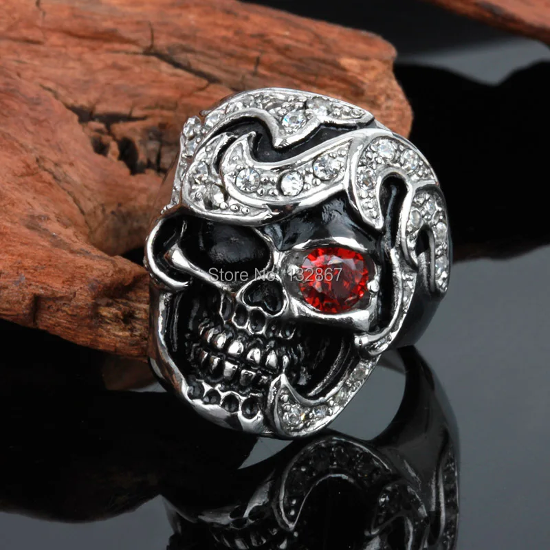 Мужское кольцо из нержавеющей стали 316L с красным кристаллом Отец|gifts modern|steel