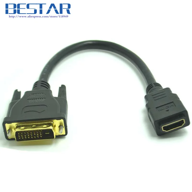 DVI 24 + 1 папа к HDMI Женский адаптер конвертер кабель 20 см для LCD HDTV XBOX проектор ТВ