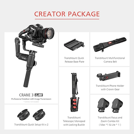 Creator Package Zhiyun Crane 3 LAB 3-осевой ручной карданный Стабилизатор камеры для sony Canon Panasonic Nikon DSLR, ViaTouch управление ручной карданный - Цвет: Creator Package
