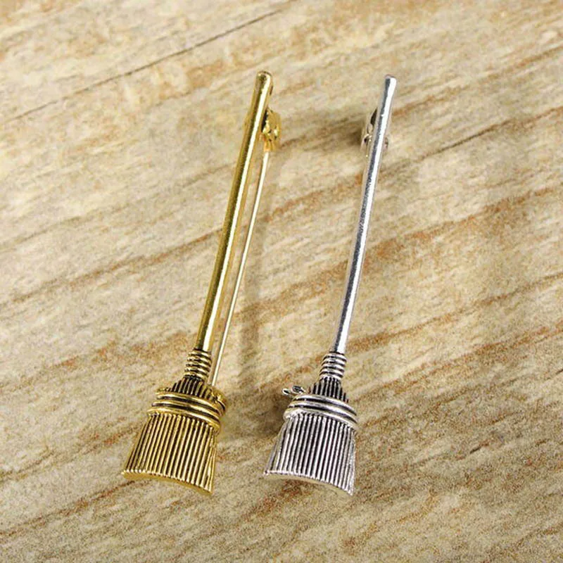 PLKUET желтое золото цвет метла тампоны Броши Дети Женщины костюм воротник зажим