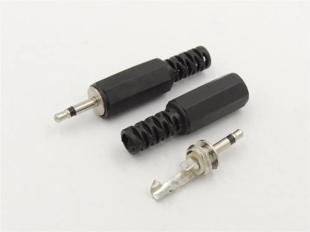 Мини разъем моно TS 2 5 мм несимметричный мужской черный пластиковый винт ручка